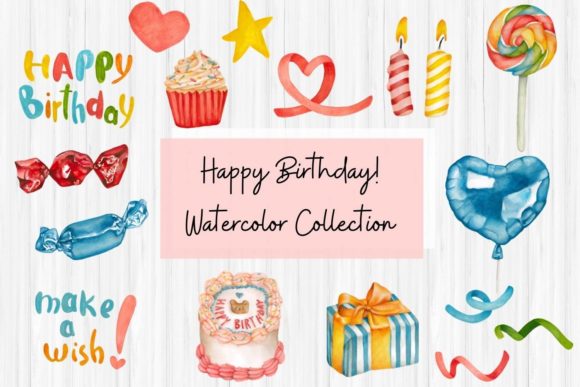 Happy Birthday Party Collection: Handpainted Watercolor Charm