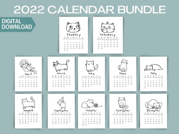 Printable Cute & Dorky Cat Calendar 2022