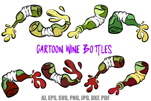 Stylish Wine Bottle Illustrations Red and White for Creatives